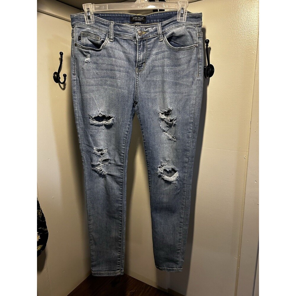 Judy Blue Light Blue Distressed Skinny Jeans